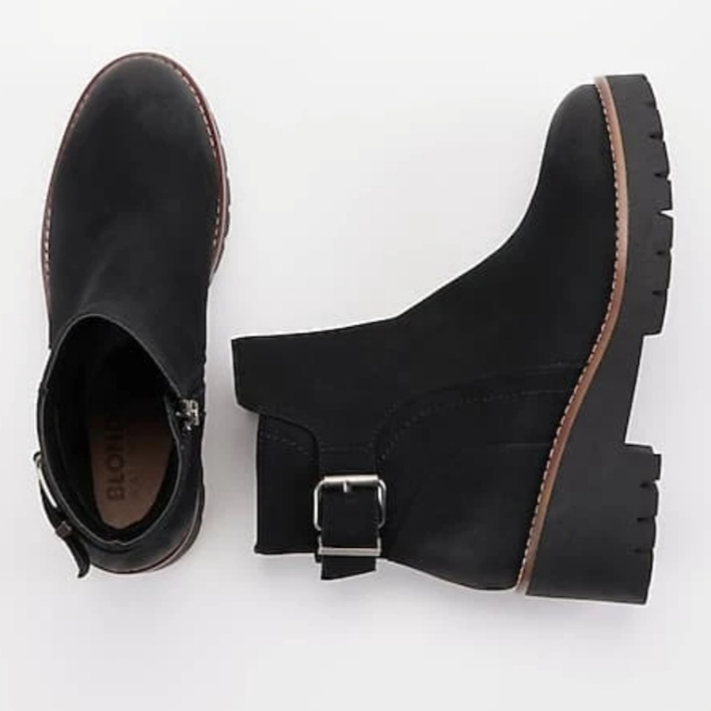 Blondo Black Ankle Boots with Brown Sole